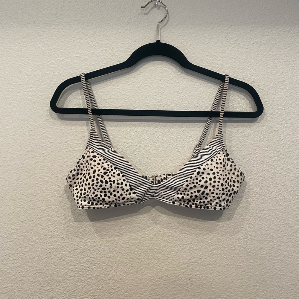 Billabong black and white spotted and striped bikini top
